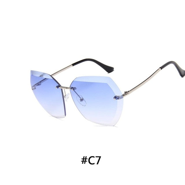 Luxury Rimless Sunglasses Women 2019