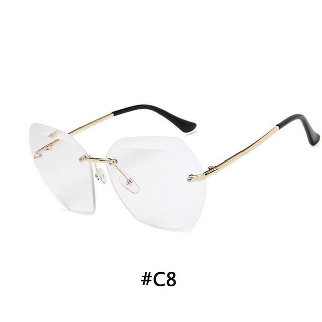 Luxury Rimless Sunglasses Women 2019