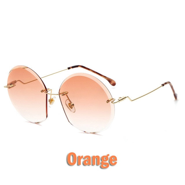 Metal Goggle Rimless Sunglasses Women Ocean Lens Classic