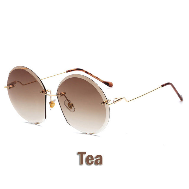 Metal Goggle Rimless Sunglasses Women Ocean Lens Classic