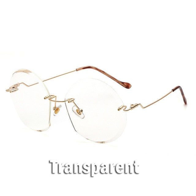 Metal Goggle Rimless Sunglasses Women Ocean Lens Classic