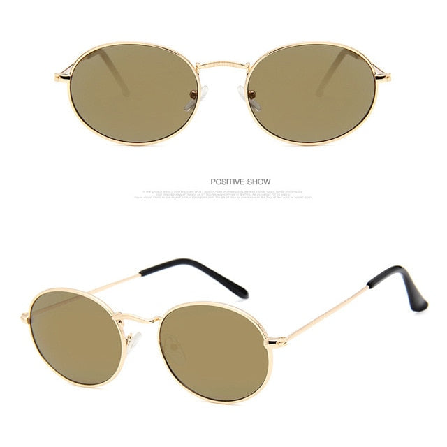 2019 Small Frame Sunglasses Women Oval Metal Sunglasses Models