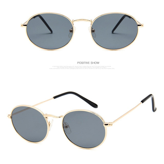 2019 Small Frame Sunglasses Women Oval Metal Sunglasses Models
