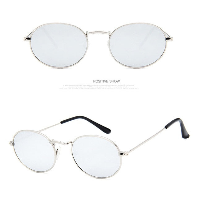 2019 Small Frame Sunglasses Women Oval Metal Sunglasses Models