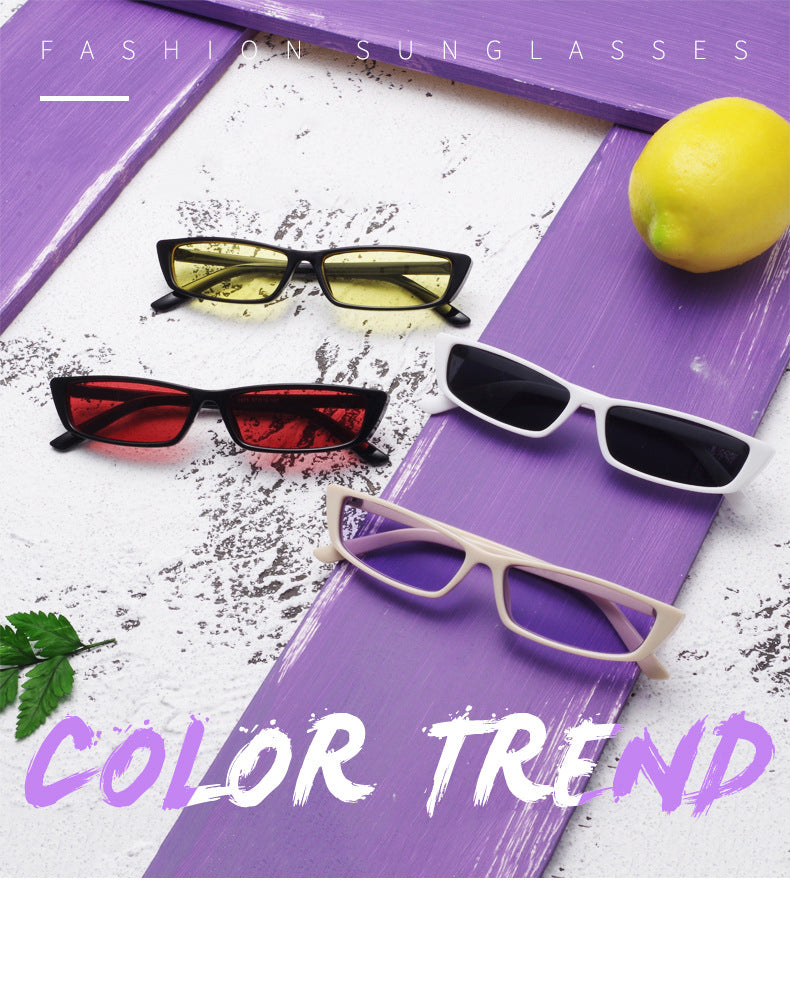 Sunglasses Women Fashion Small Rectangular Frame Black Red Cat Eyes