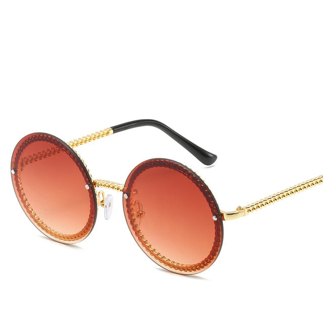 Brand Round Sunglasses Women Luxury Rimless European Popular Sunglasses