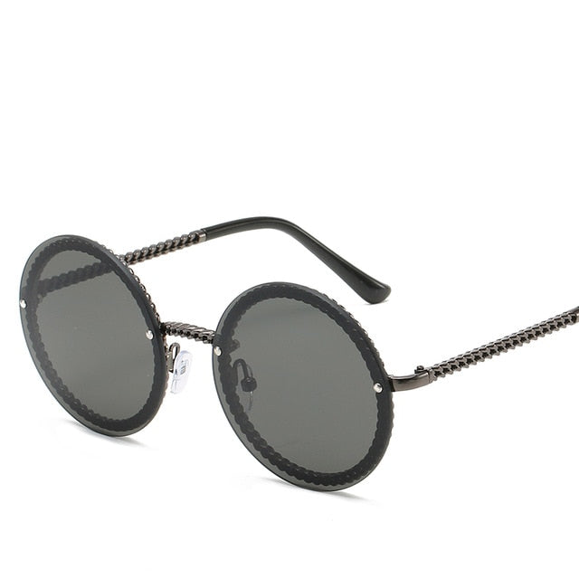 Brand Round Sunglasses Women Luxury Rimless European Popular Sunglasses