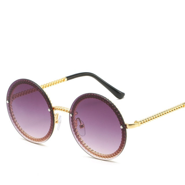 Brand Round Sunglasses Women Luxury Rimless European Popular Sunglasses
