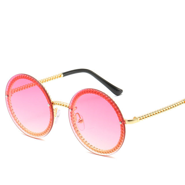 Brand Round Sunglasses Women Luxury Rimless European Popular Sunglasses