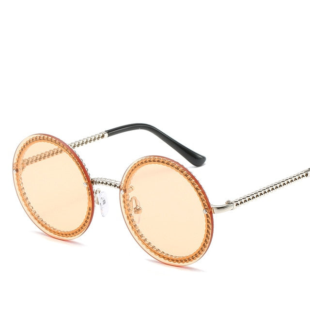 Brand Round Sunglasses Women Luxury Rimless European Popular Sunglasses
