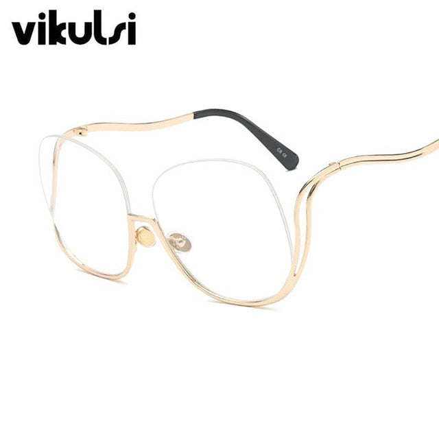 Rimless Women Luxury Brand Designer Oversized Round Sunglasses