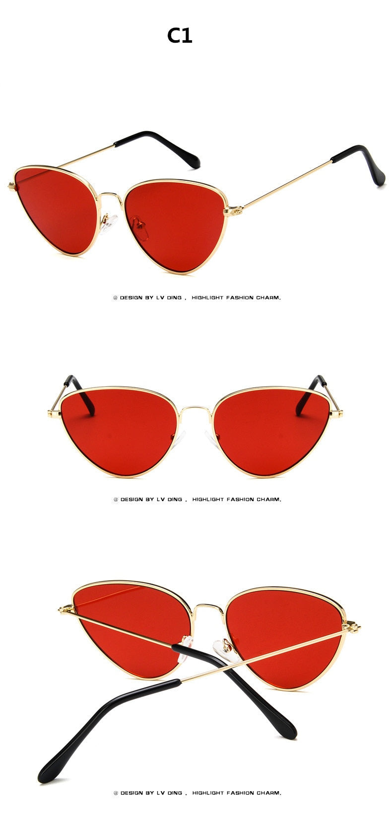 Trendy Colorful Colorful Vintage Shaped Sunglasses Famle Drop Shaped Ocean Cat Eye Sunglasses