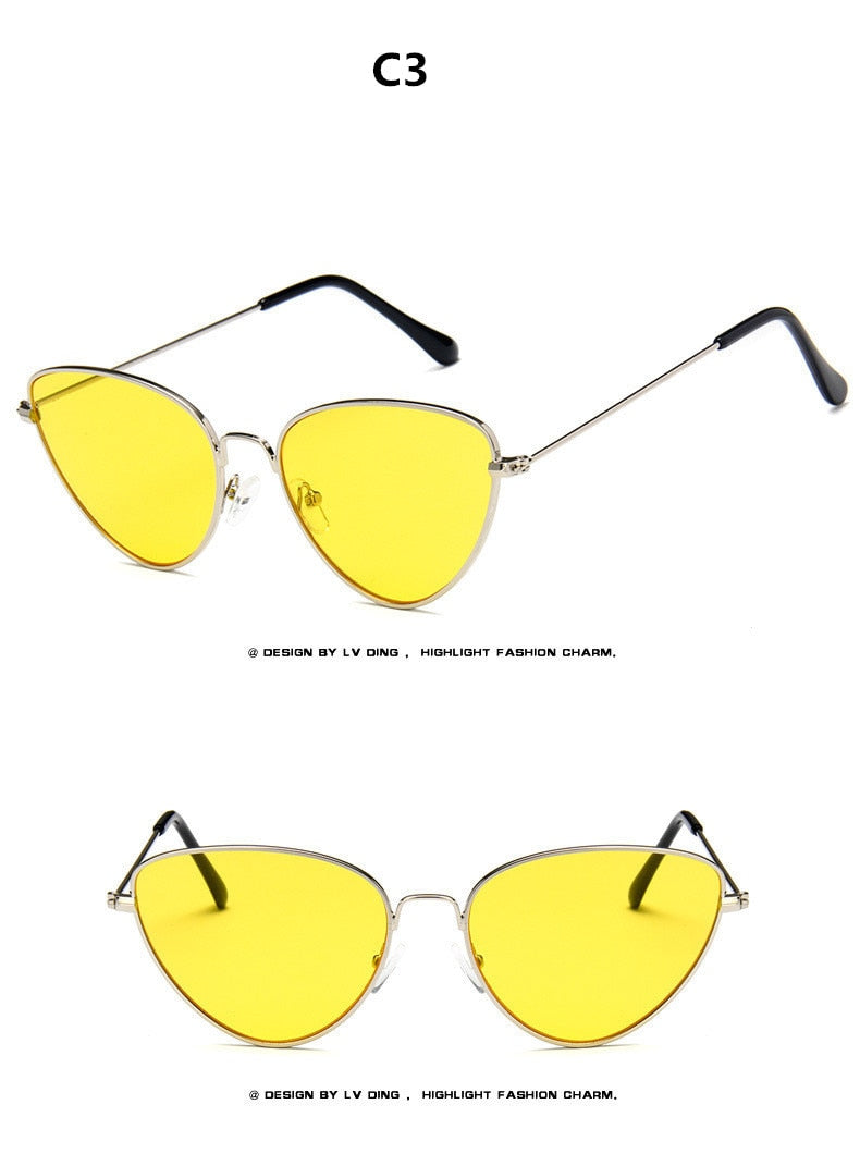 Trendy Colorful Colorful Vintage Shaped Sunglasses Famle Drop Shaped Ocean Cat Eye Sunglasses