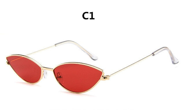 ZXWLYXGX 2018 new fashion sunglasses Women  metal retro colorful transparent small colorful Cat Eye Sunglasses UV400