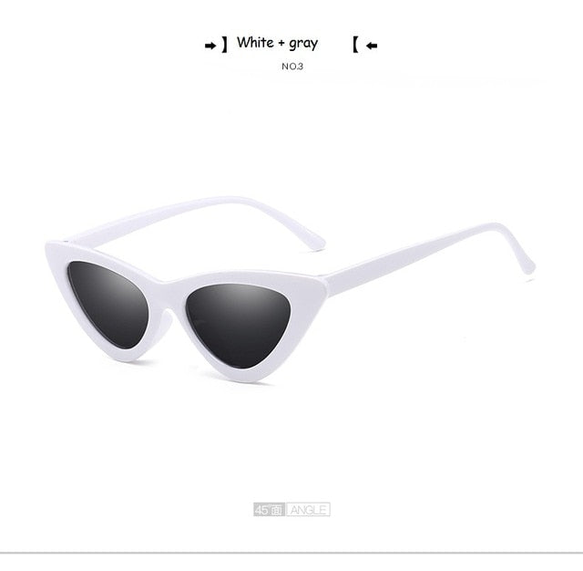 Cute Sexy Retro Cat Eye Sunglasses Women Small Black Transparent Pink Triangle
