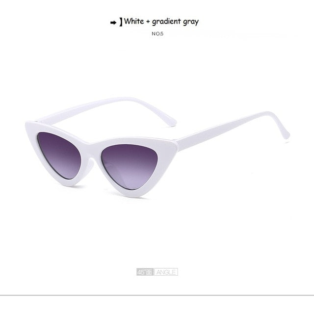 Cute Sexy Retro Cat Eye Sunglasses Women Small Black Transparent Pink Triangle