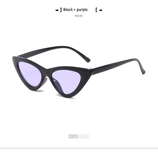 Cute Sexy Retro Cat Eye Sunglasses Women Small Black Transparent Pink Triangle