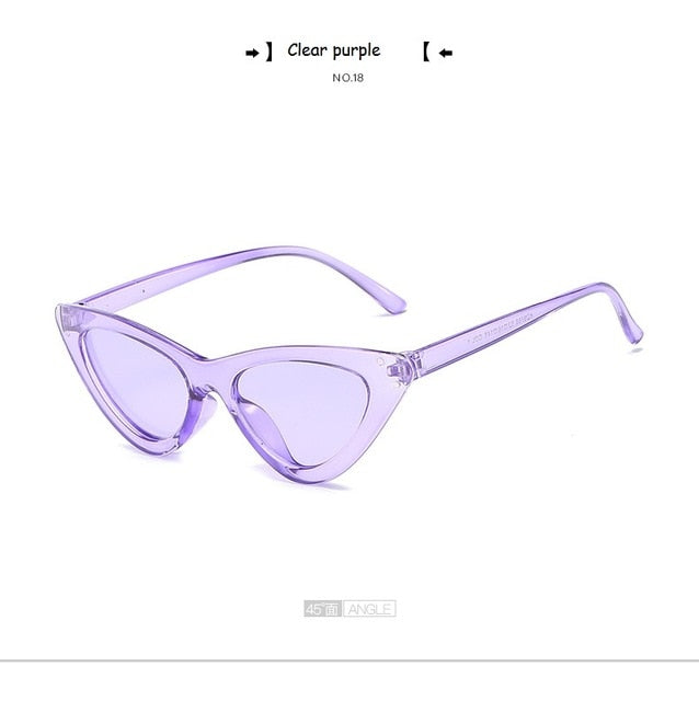 Cute Sexy Retro Cat Eye Sunglasses Women Small Black Transparent Pink Triangle