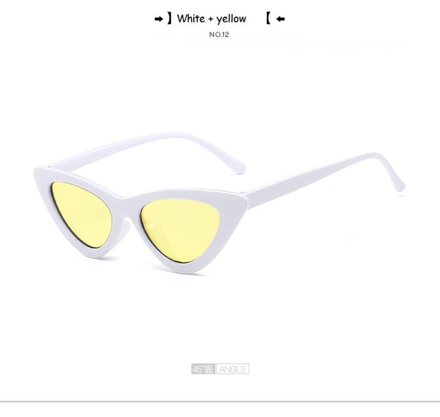 Cute Sexy Retro Cat Eye Sunglasses Women Small Black Transparent Pink Triangle