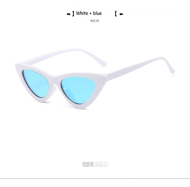 Cute Sexy Retro Cat Eye Sunglasses Women Small Black Transparent Pink Triangle