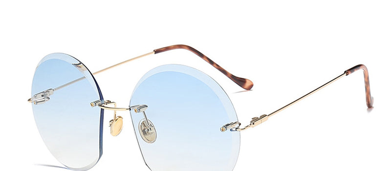 Metal Goggle Rimless Sunglasses Women Ocean Lens Classic