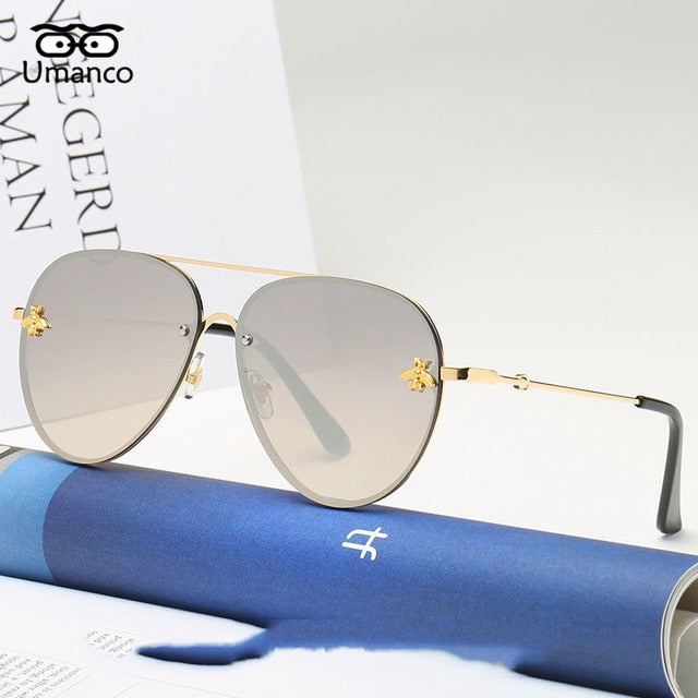 Gold Frame Bee Sunglasses Women Travel Glasses 2019 Models