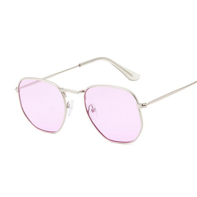 Hexagon Black Sunglasses Women Brand Small Square Frame Driving Fishing