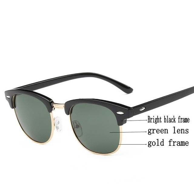 Sunglasses Women Luxury Vintage Semi-Rimless Fashion Mirror Female Rays