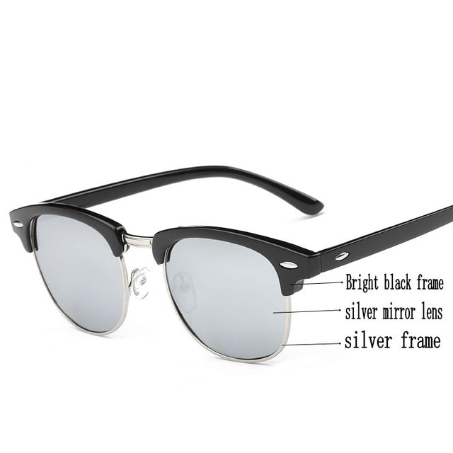 Sunglasses Women Luxury Vintage Semi-Rimless Fashion Mirror Female Rays