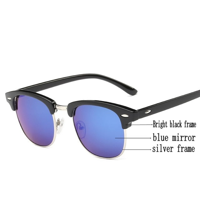 Sunglasses Women Luxury Vintage Semi-Rimless Fashion Mirror Female Rays