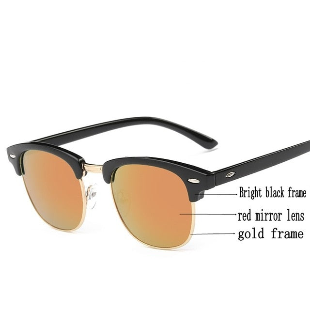 Sunglasses Women Luxury Vintage Semi-Rimless Fashion Mirror Female Rays