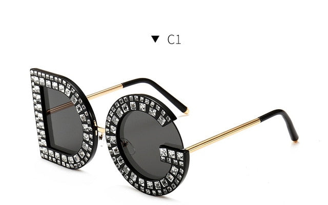 2019 New Diamond Oversized Round Sunglasses Women Luxury