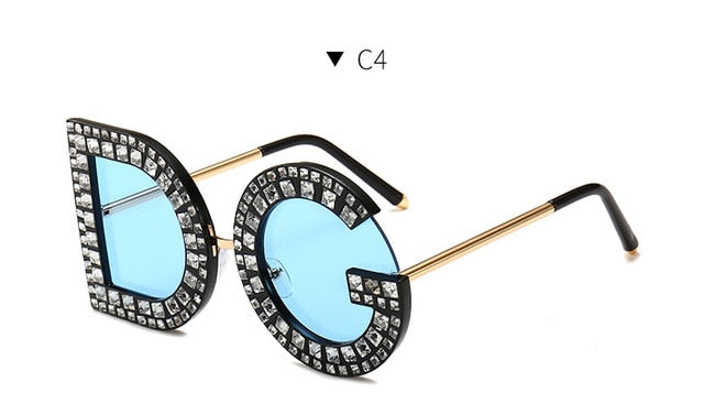 2019 New Diamond Oversized Round Sunglasses Women Luxury