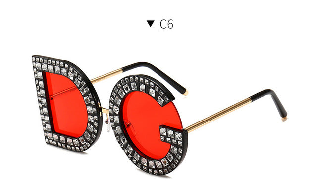 2019 New Diamond Oversized Round Sunglasses Women Luxury