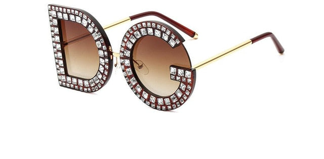 2019 New Diamond Oversized Round Sunglasses Women Luxury