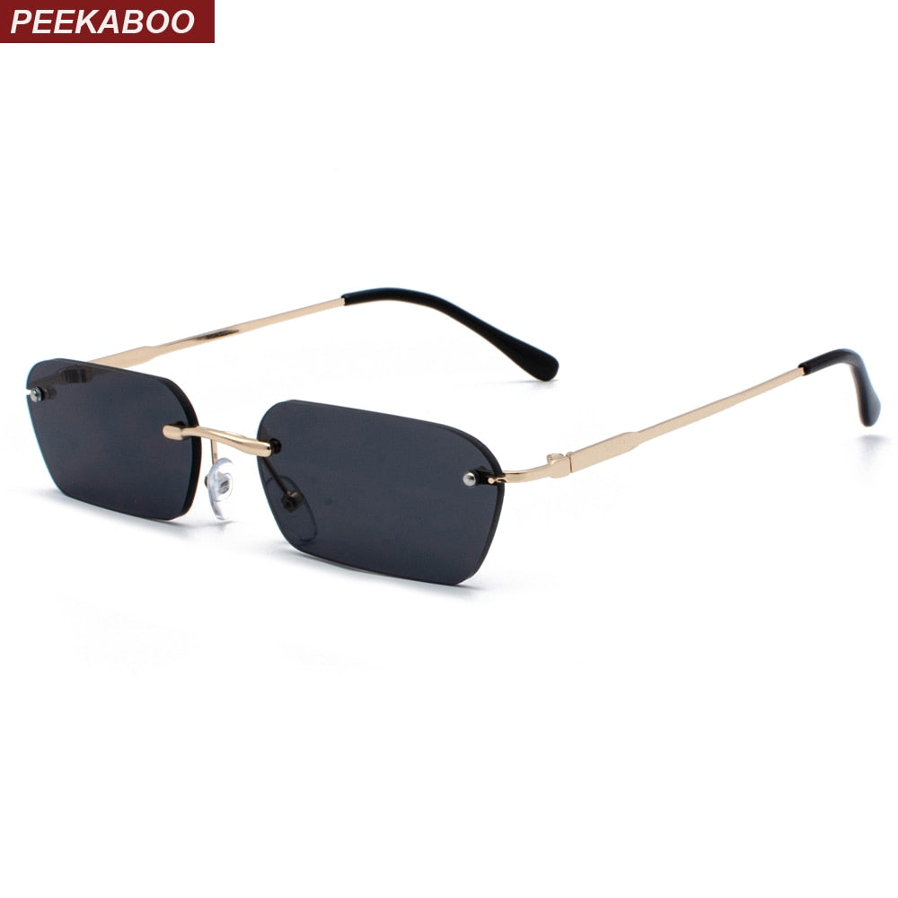 Rimless Rectangular Sunglasses Women Clear Color 2019