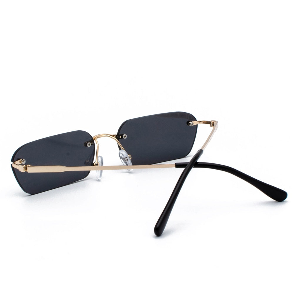 Rimless Rectangular Sunglasses Women Clear Color 2019