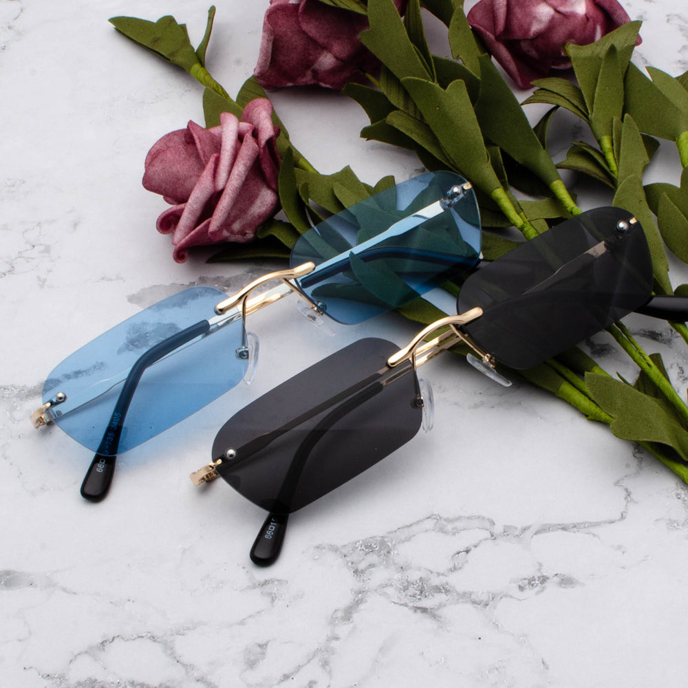 Rimless Rectangular Sunglasses Women Clear Color 2019