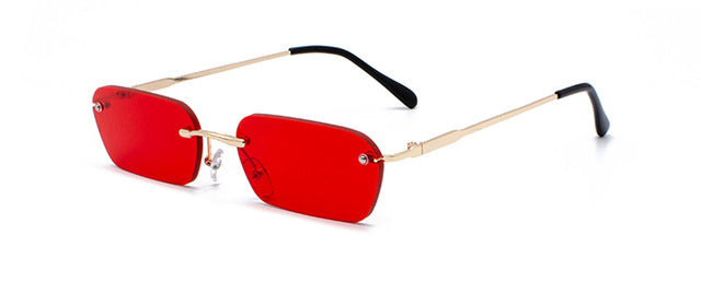 Rimless Rectangular Sunglasses Women Clear Color 2019