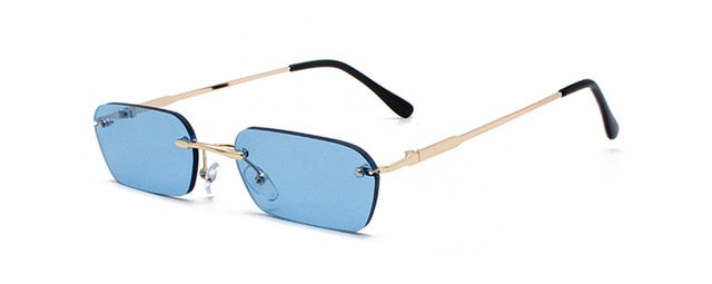 Rimless Rectangular Sunglasses Women Clear Color 2019