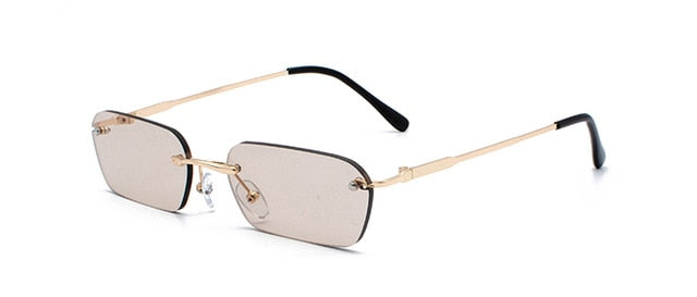 Rimless Rectangular Sunglasses Women Clear Color 2019