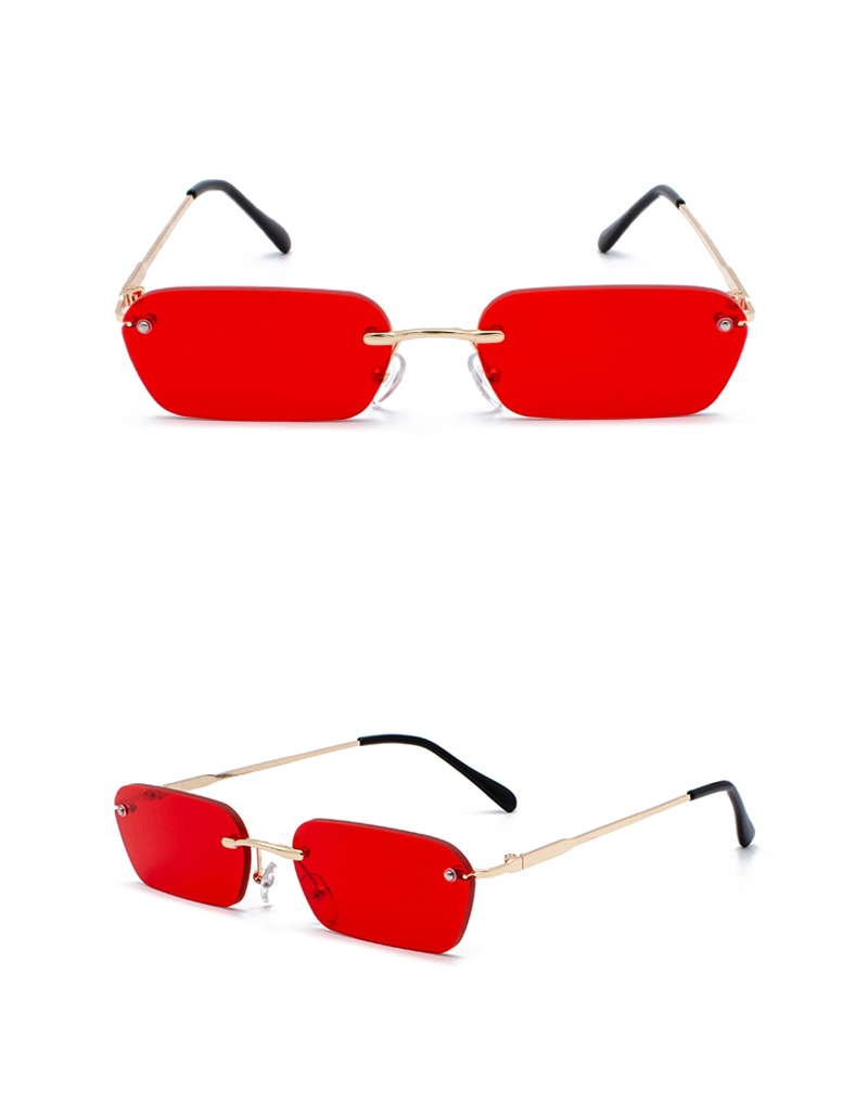 Rimless Rectangular Sunglasses Women Clear Color 2019
