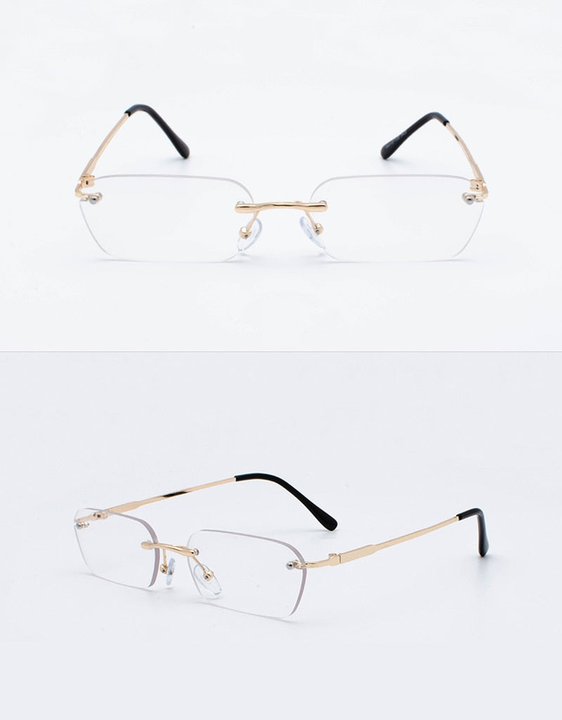 Rimless Rectangular Sunglasses Women Clear Color 2019