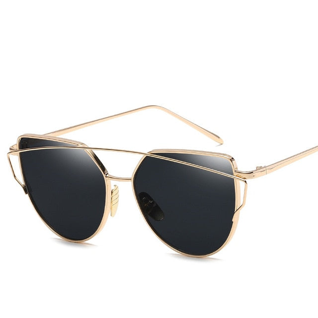 Cat Eye Rose Gold Mirror Woman's Sunglasses