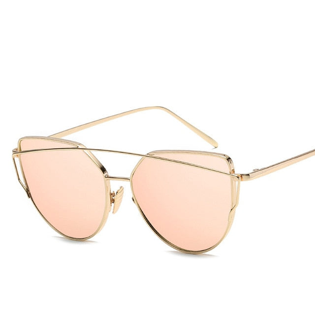 Cat Eye Rose Gold Mirror Woman's Sunglasses