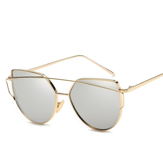 Cat Eye Rose Gold Mirror Woman's Sunglasses