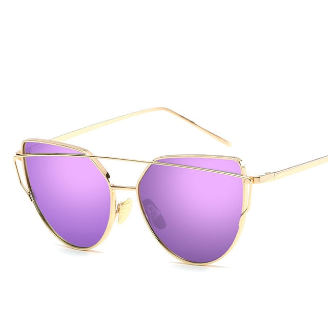 Cat Eye Rose Gold Mirror Woman's Sunglasses