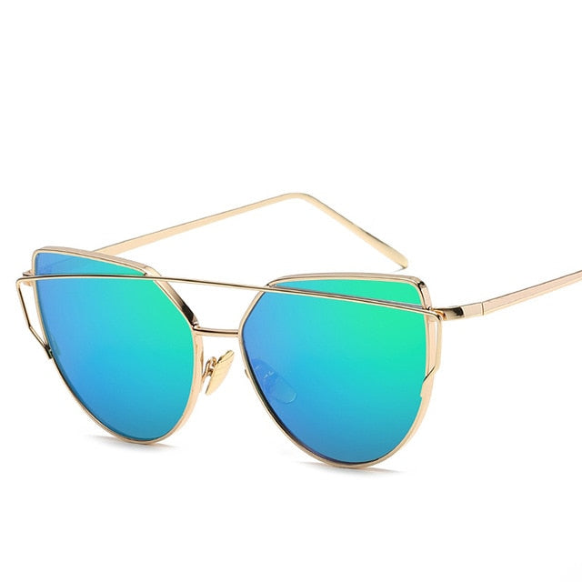 Cat Eye Rose Gold Mirror Woman's Sunglasses