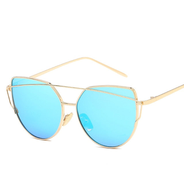 Cat Eye Rose Gold Mirror Woman's Sunglasses
