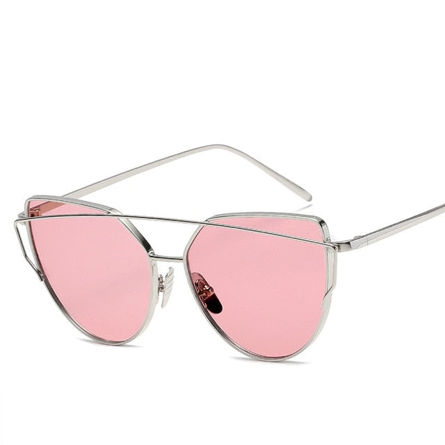 Cat Eye Rose Gold Mirror Woman's Sunglasses
